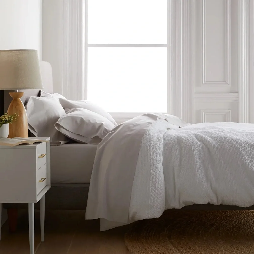 QUINCE Organic Luxe Honeycomb Duvet Cover King/Cal King White 6279